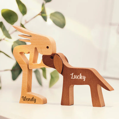 Serenosole™ WoodyPaws Personalized wooden dog-loving figure | Custom wooden figure that&